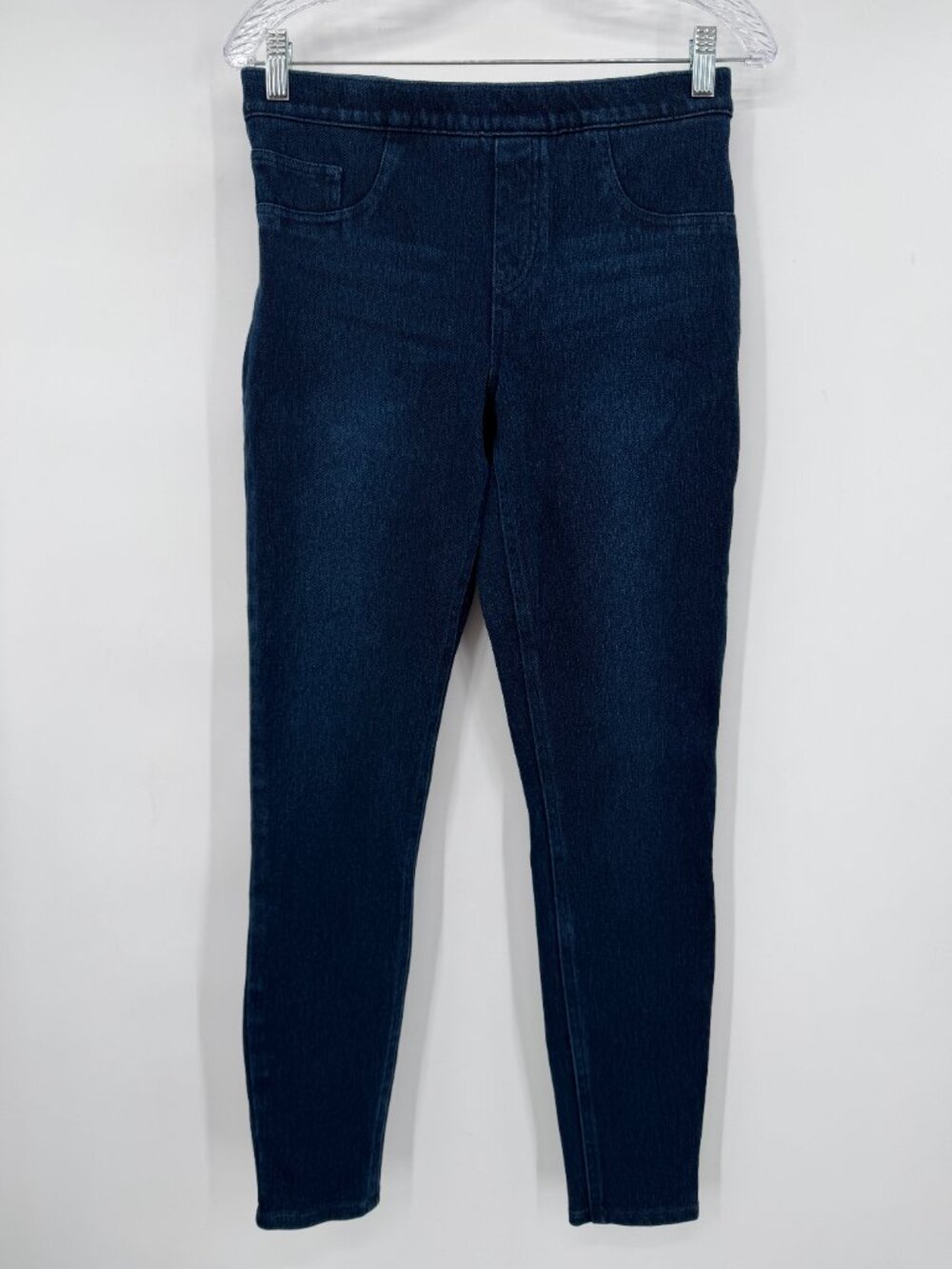 SPANX Women's Medium Pull-On Skinny Jeans Dark Wash Shaping Stretch Denim